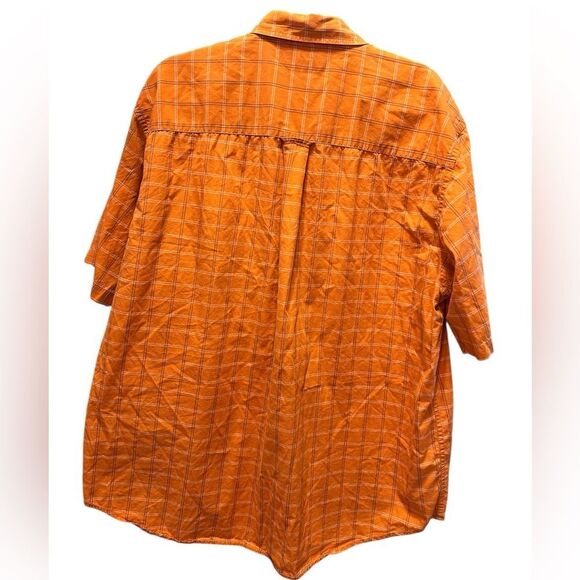 EUC Roundtree & Yorke Men's Orange Plaid Button Down Shirt Short Sleeve- Size XL - Picture 2 of 5